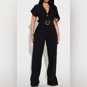Elegant Black Belted Jumpsuit